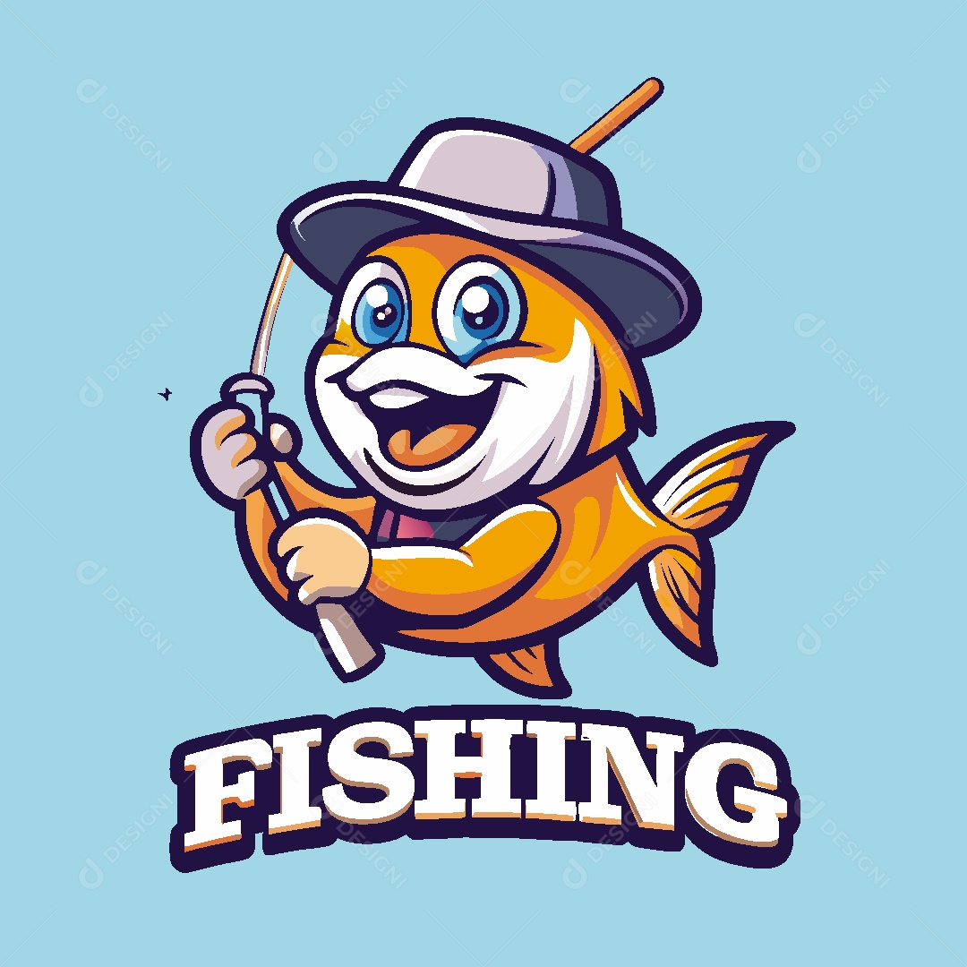 Mascote de Pesca Ilustração Vetor EPS