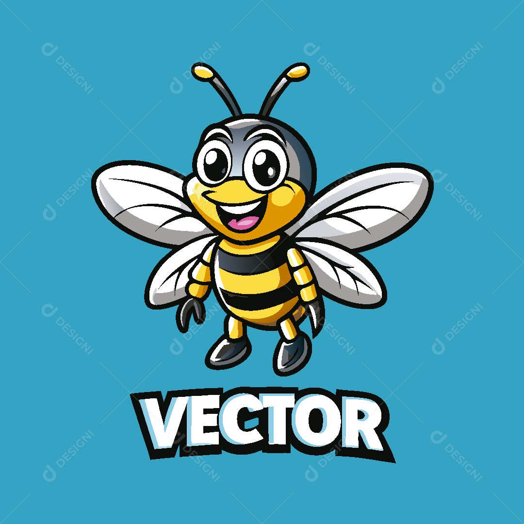 Abelha Mascote Ilustração Vetor EPS