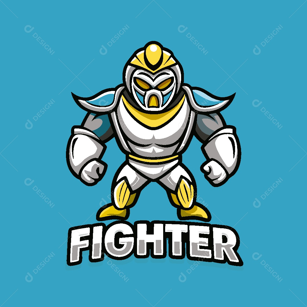 Lutador Mascote Ilustração Vetor EPS