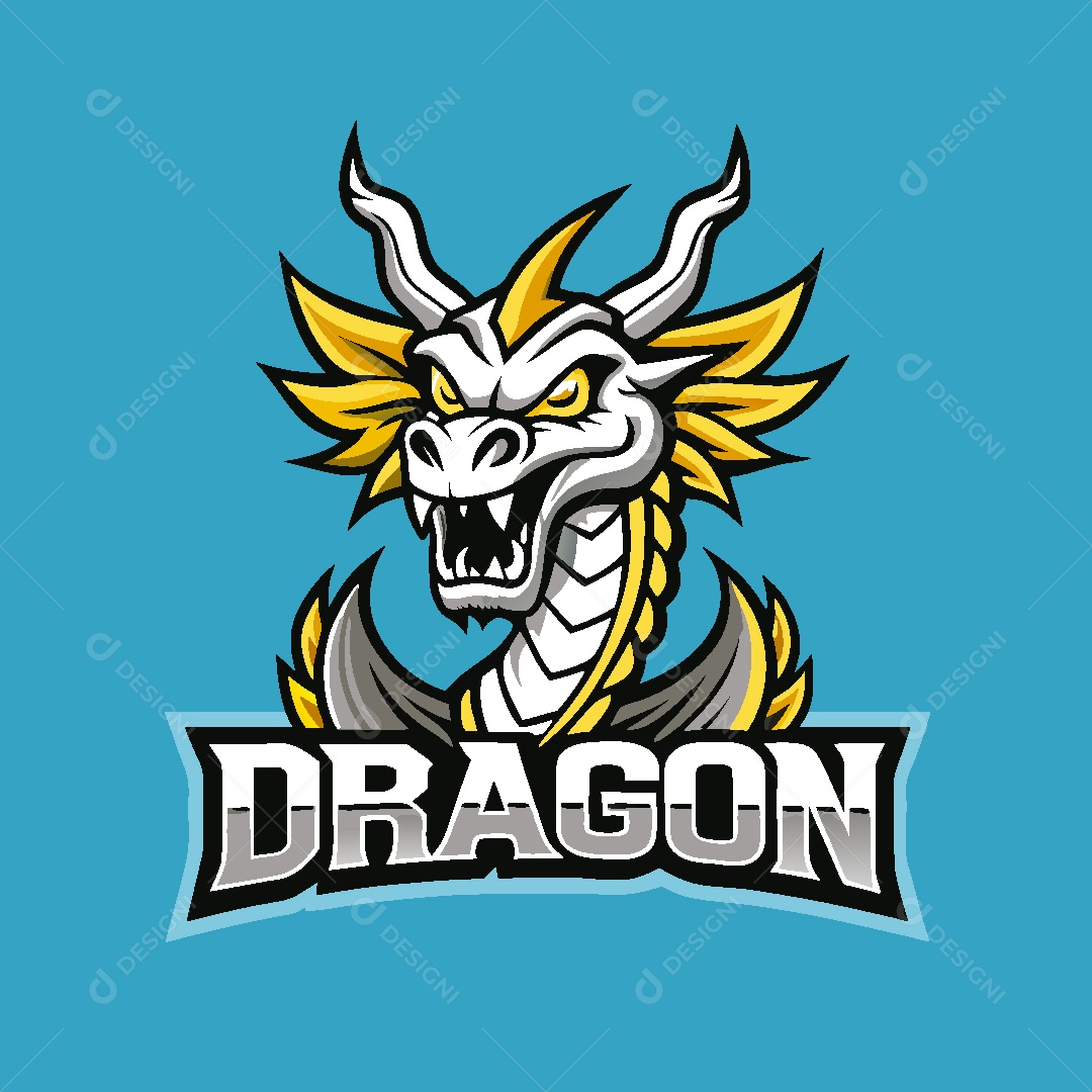 Dragão Mascote Ilustração Vetor EPS