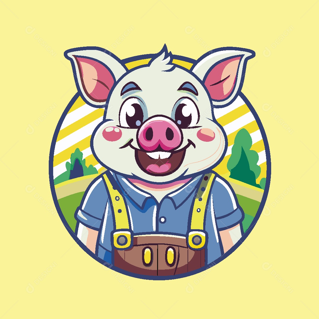 Porco Mascote Ilustração Vetor EPS