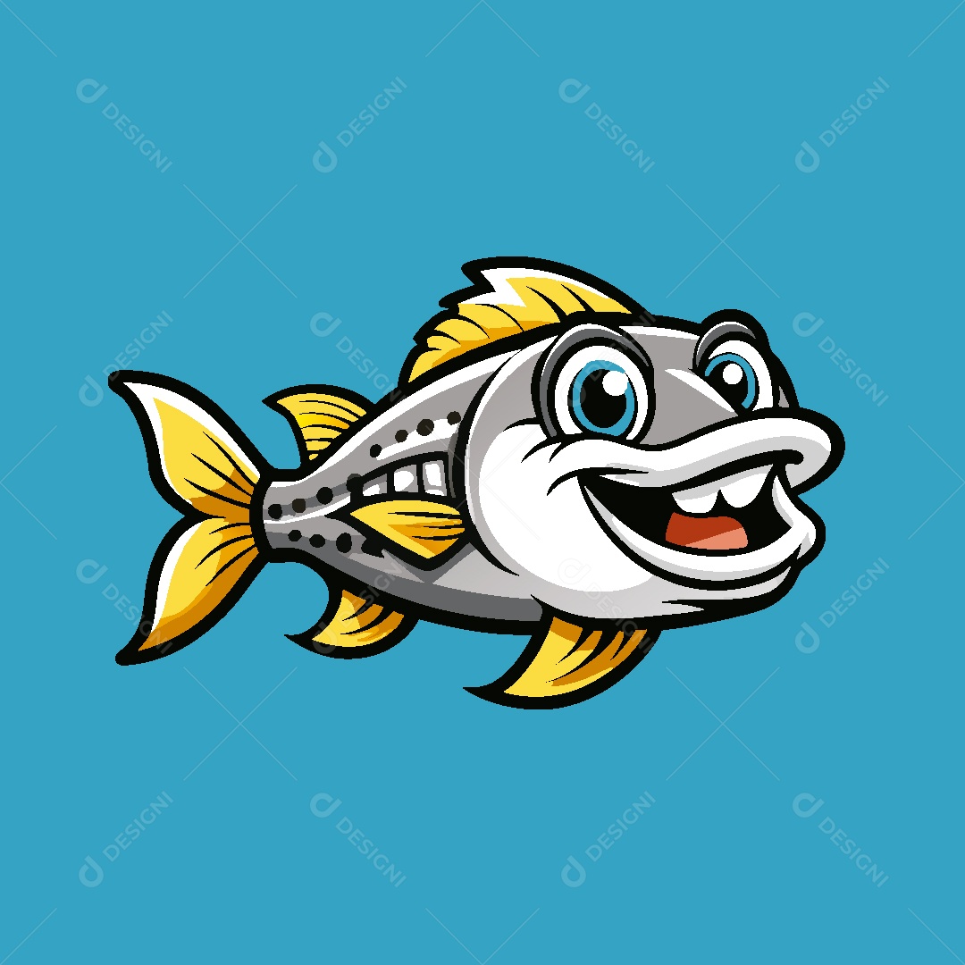 Peixe Mascote Ilustração Vetor EPS
