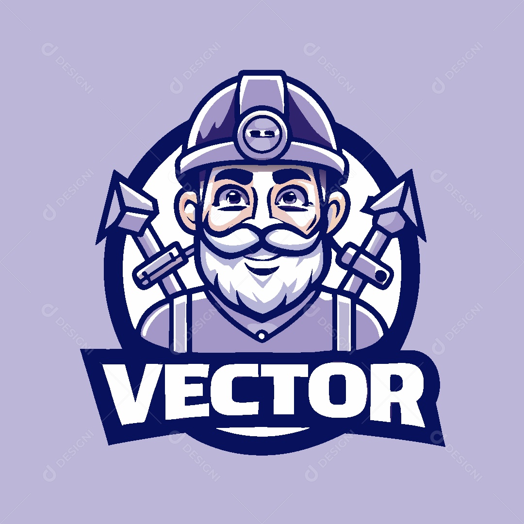 Minerador Mascote Ilustração Vetor EPS