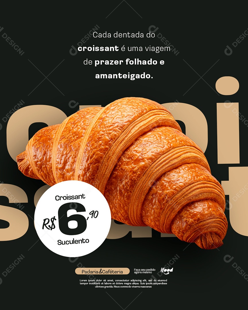 Padaria e Cafeteria Croissant Social Media PSD Editável