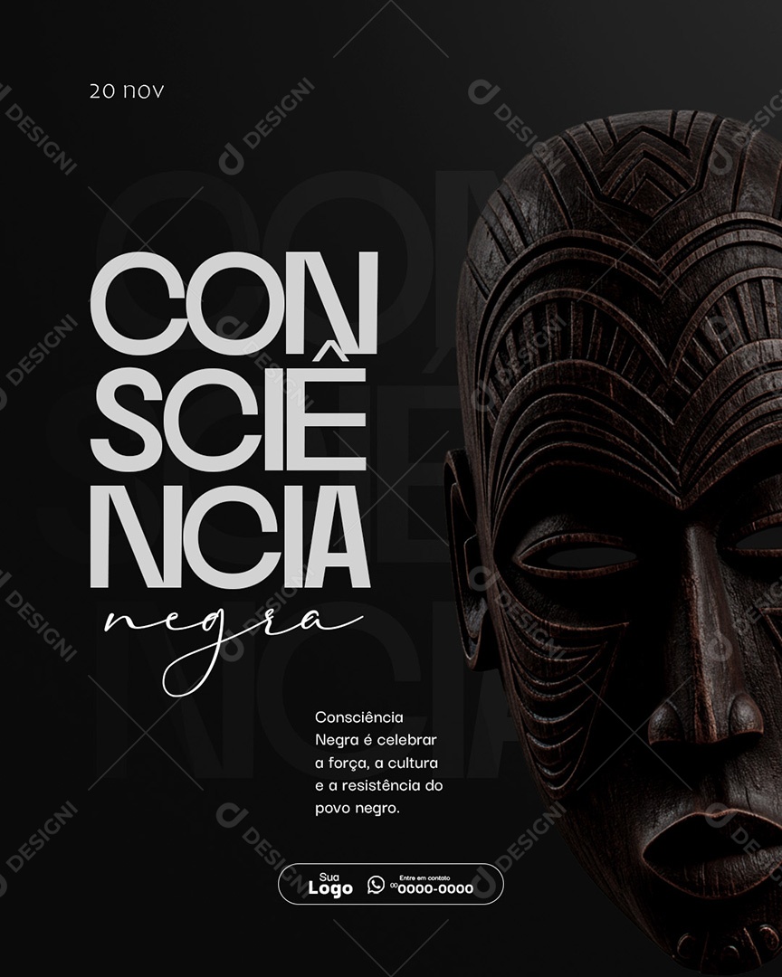 Dia da Consciência Negra 20 de Novembro Social Media PSD Editável