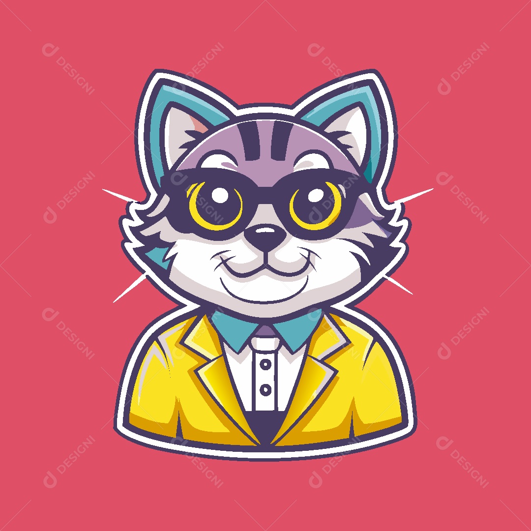 Gato Mascote Ilustração Vetor EPS