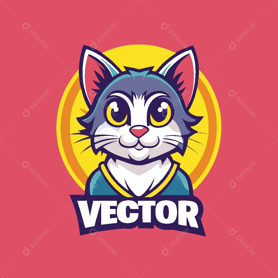 Gato Mascote Ilustração Vetor EPS