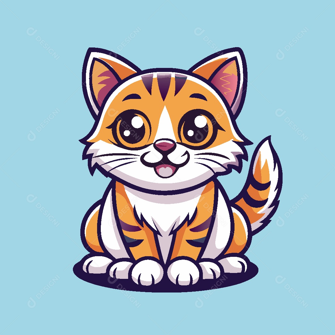 Gato Mascote Ilustração Vetor EPS