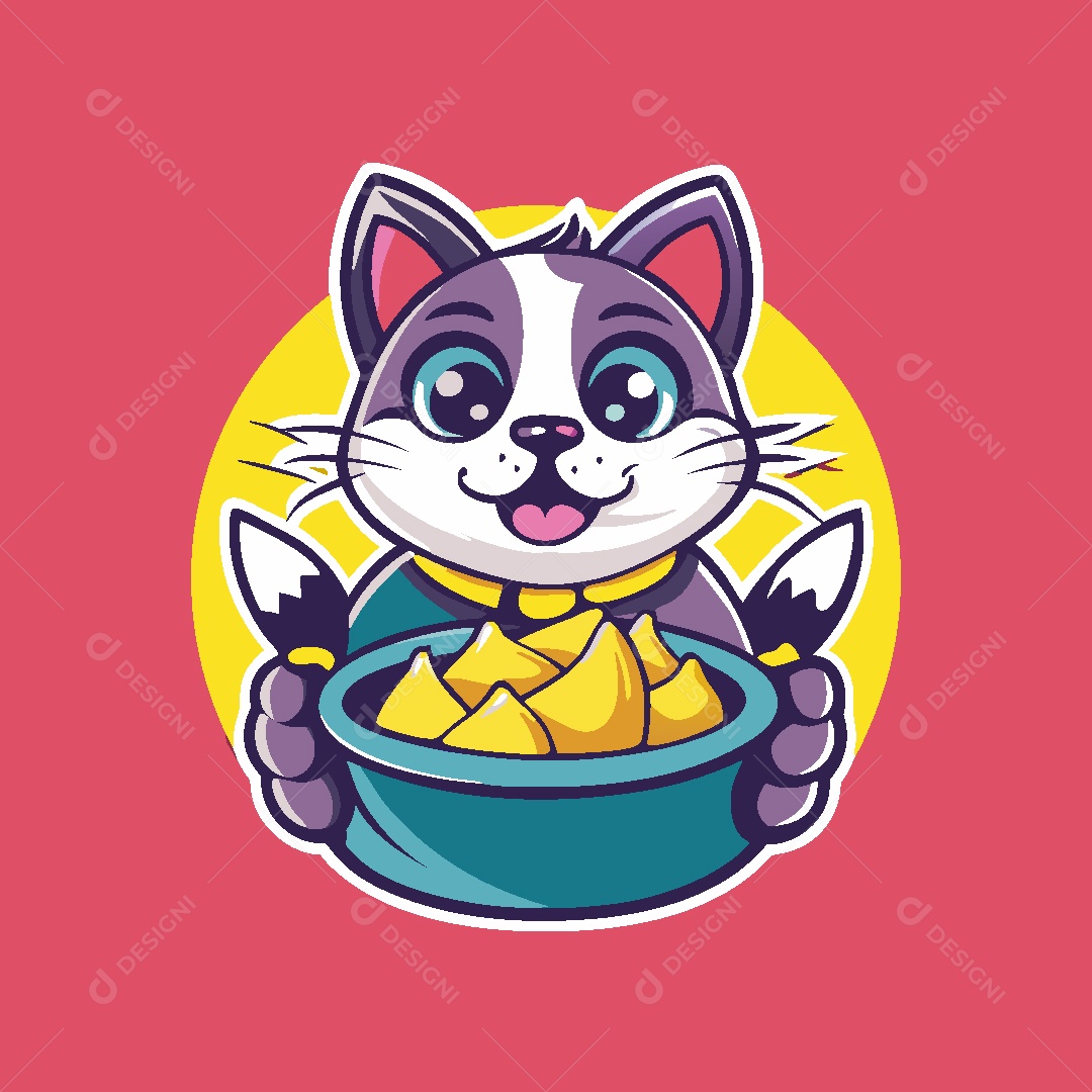 Gato Mascote Ilustração Vetor EPS