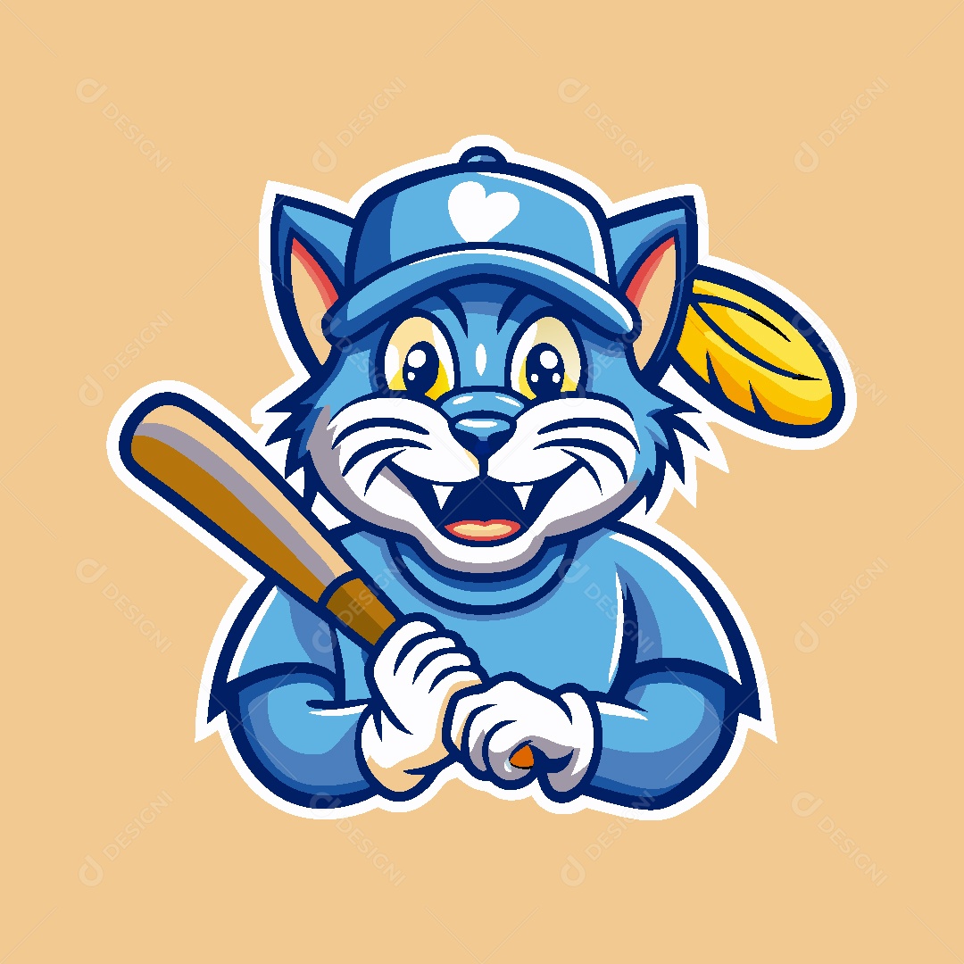 Gato Mascote Ilustração Vetor EPS
