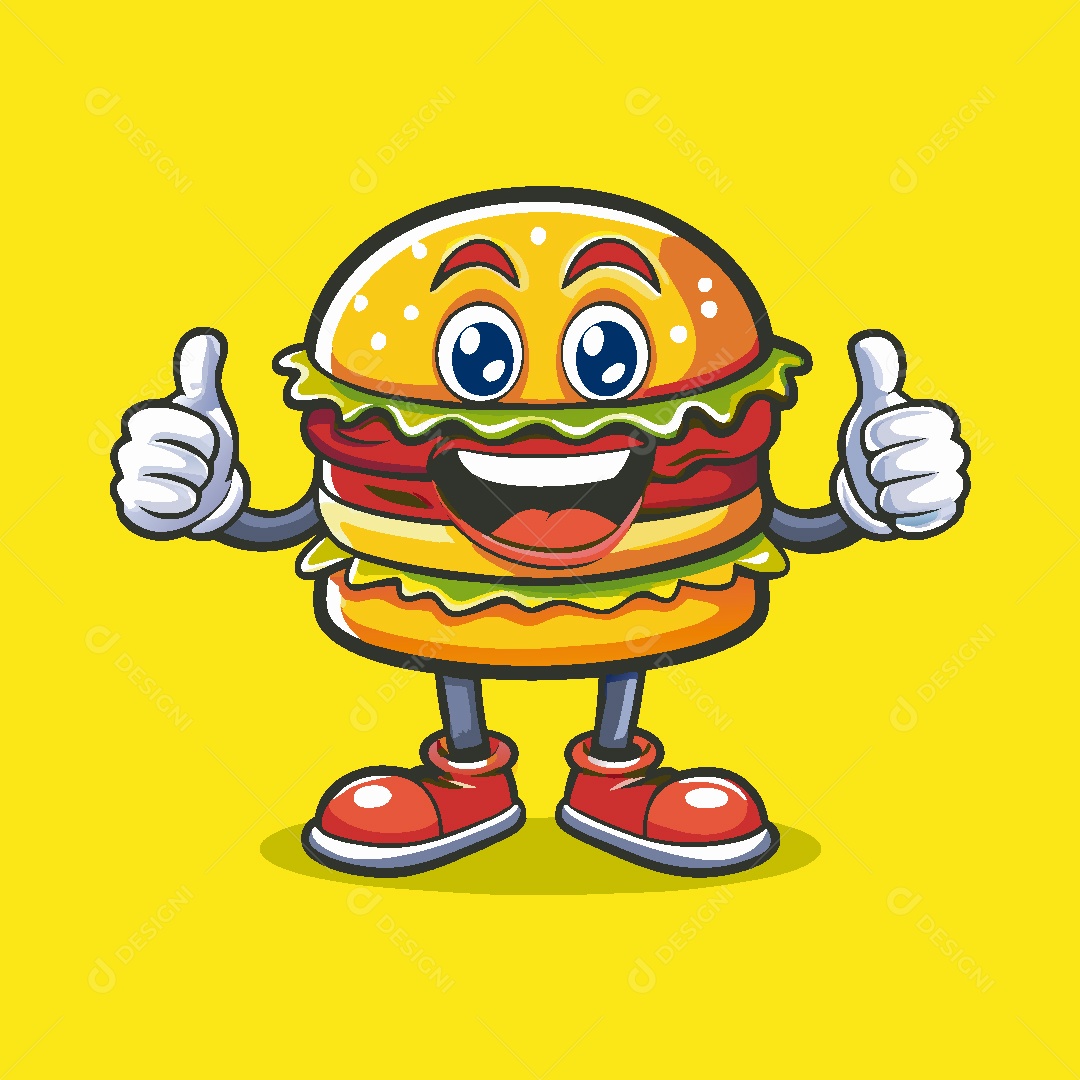 Hamburguer Mascote Ilustração Vetor EPS