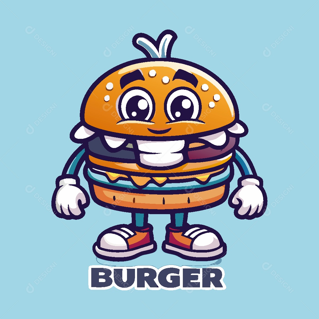 Hamburguer Mascote Ilustração Vetor EPS