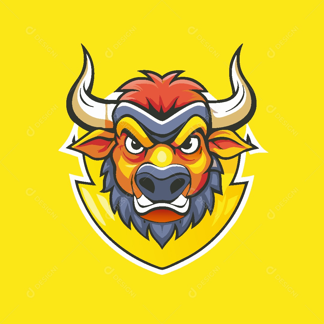 Touro Mascote Ilustração Vetor EPS