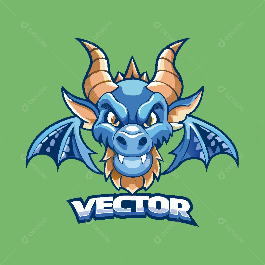 Dragão Mascote Ilustração Vetor EPS