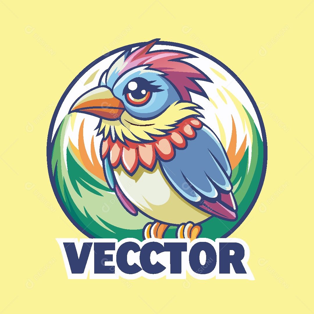 Pássaro Mascote Ilustração Vetor EPS