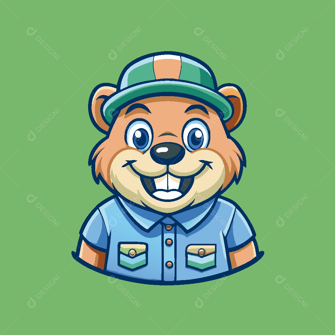 Castor Mascote Ilustração Vetor EPS