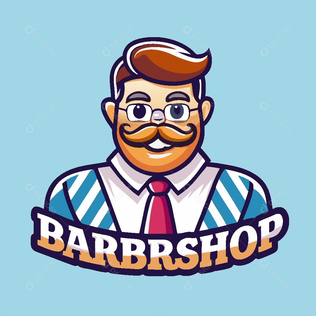 Mascote de Barbearia Ilustração Vetor EPS