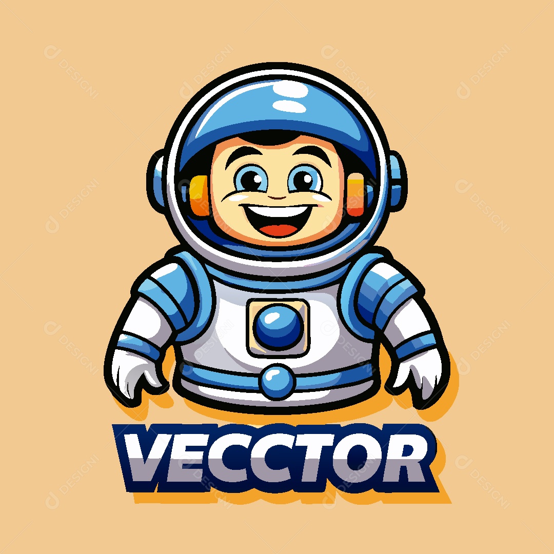 Astronauta Mascote Ilustração Vetor EPS
