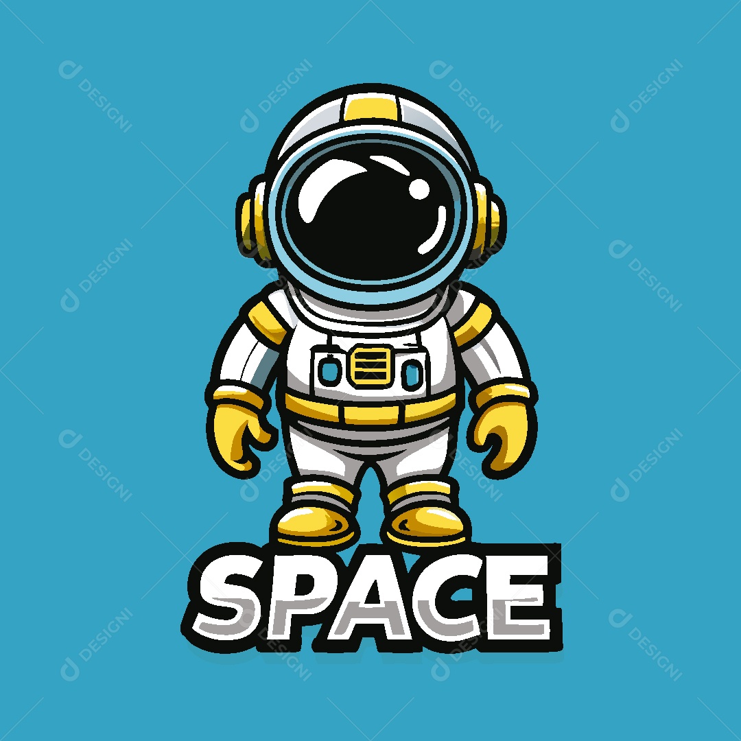 Astronauta Mascote Ilustração Vetor EPS