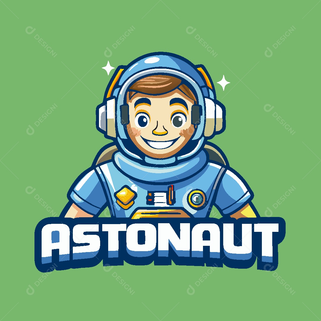Astronauta Mascote Ilustração Vetor EPS