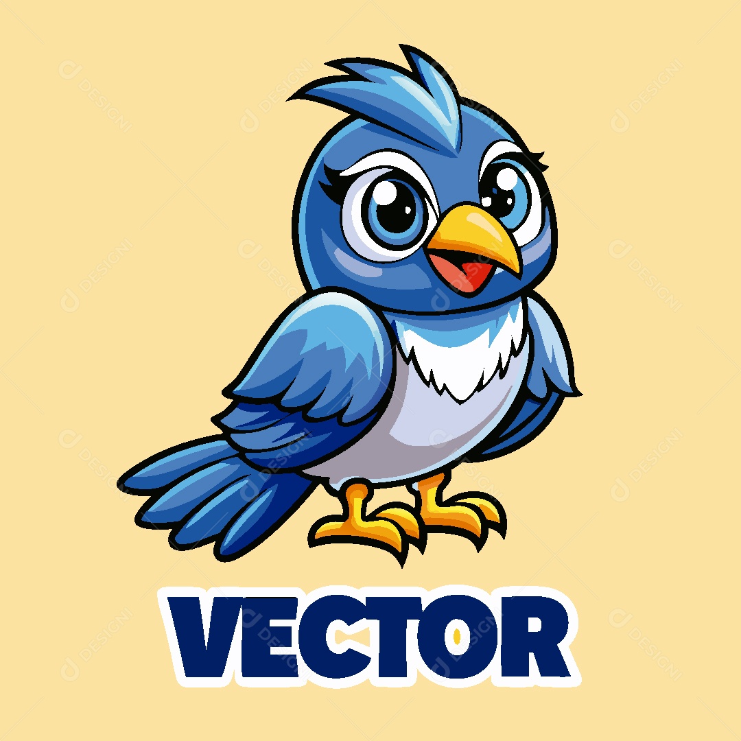 Pássaro Mascote Ilustração Vetor EPS