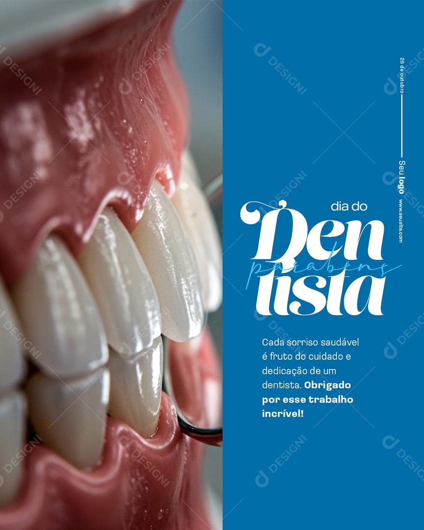 Dia do Dentista 25 de Outubro Parabéns Social Media PSD Editável