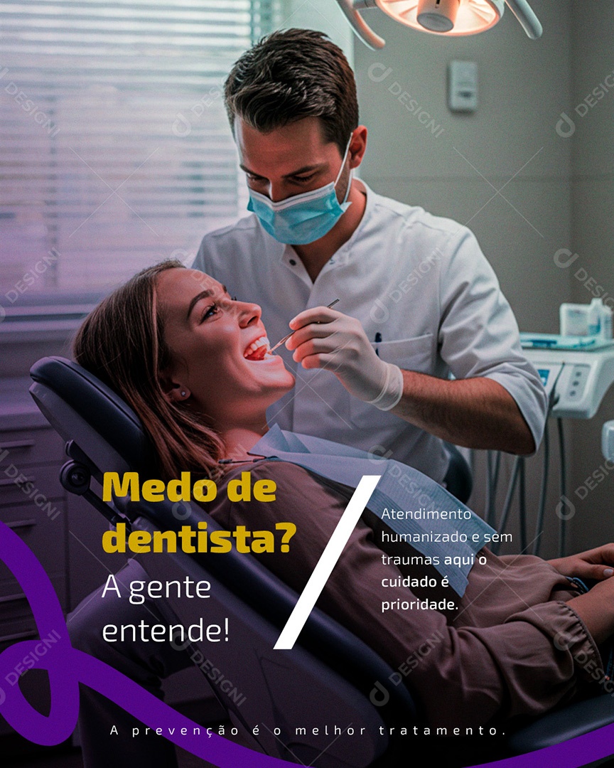Dentista Medo de Dentista Social Media PSD Editável