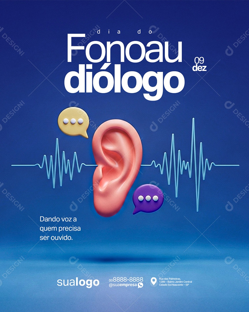 Dia do Fonoaudiólogo 09 de Dezembro Social Media PSD Editável