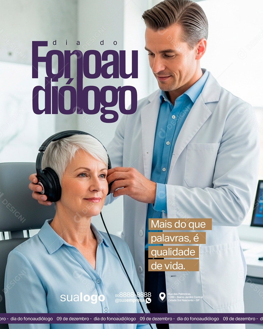 Dia do Fonoaudiólogo 09 de Dezembro Mais do Que Palavras Social Media PSD Editável