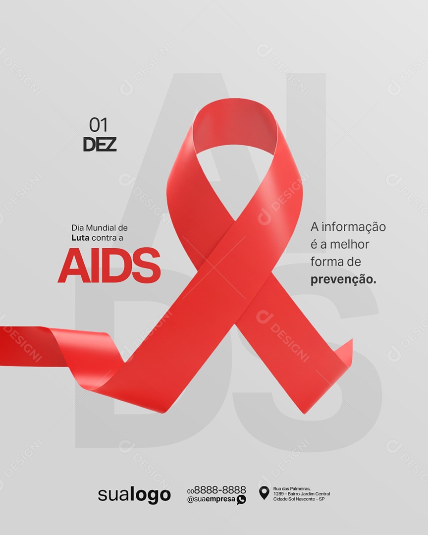 Dia Mundial de Luta Contra a Aids 01 de Dezembro Social Media PSD Editável