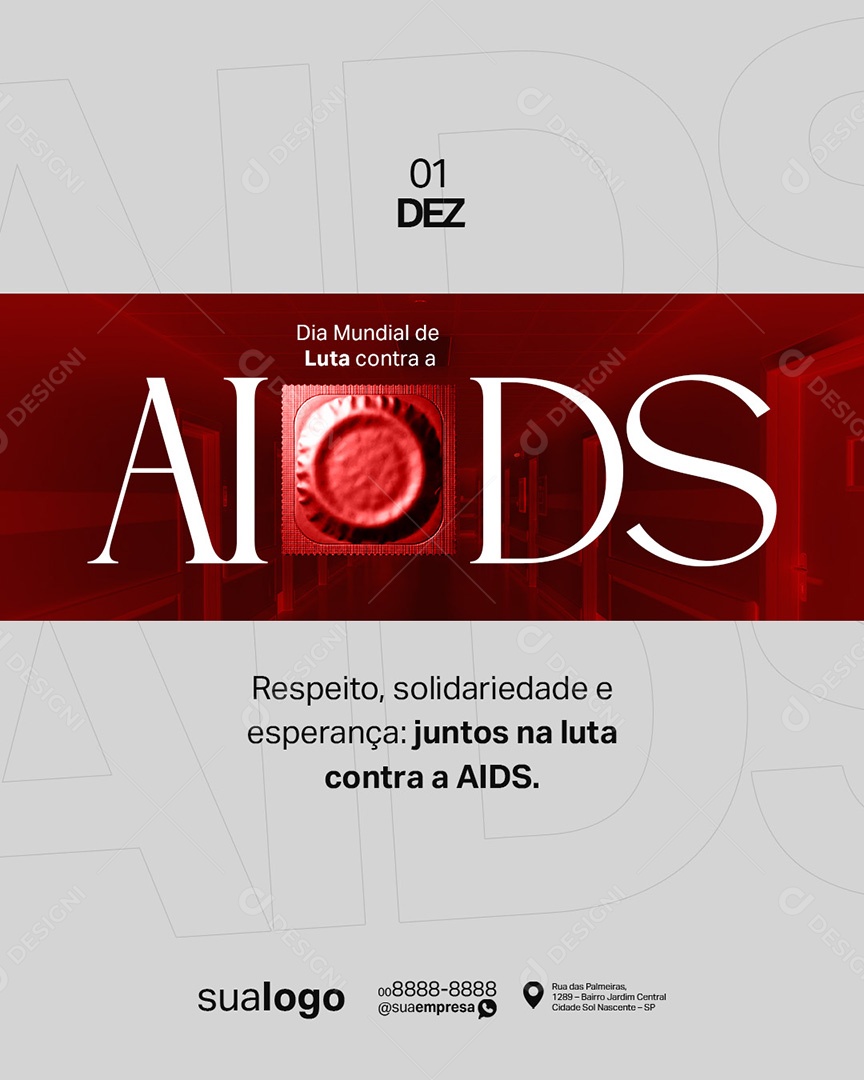 Dia Mundial de Luta Contra a Aids 01 de Dezembro Social Media PSD Editável