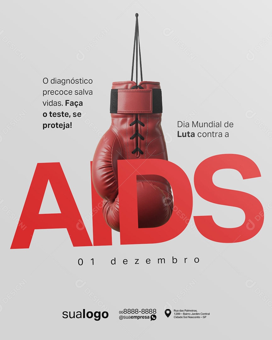 Dia Mundial de Luta Contra a Aids 01 de Dezembro Social Media PSD Editável