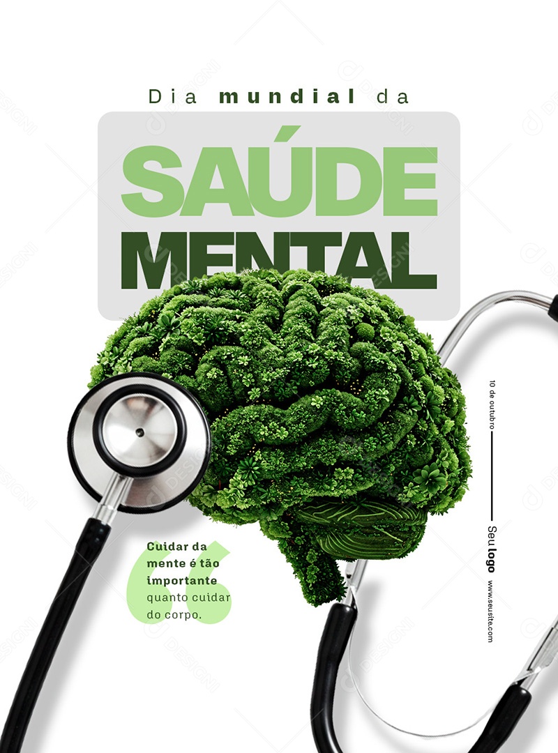 Dia Mundial da Saúde Mental 10 de Outubro Social Media PSD Editável