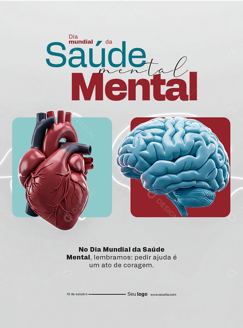 Dia Mundial da Saúde Mental 10 de Outubro Social Media PSD Editável