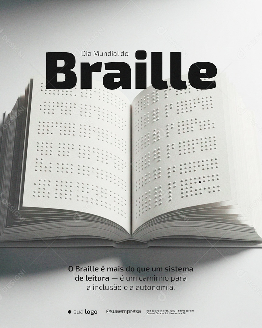 Dia Mundial do Braille 04 de Janeiro Social Media PSD Editável