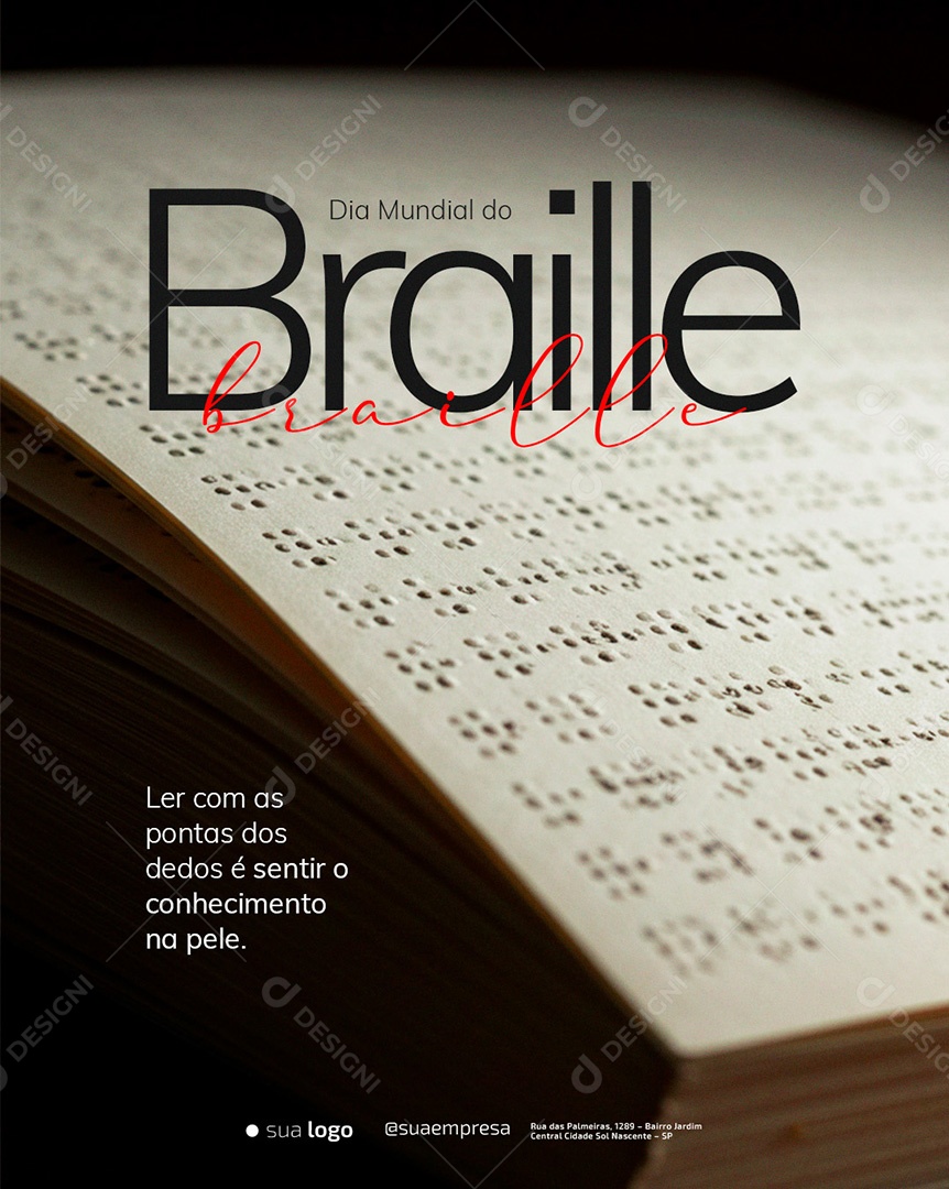 Dia Mundial do Braille 04 de Janeiro Social Media PSD Editável