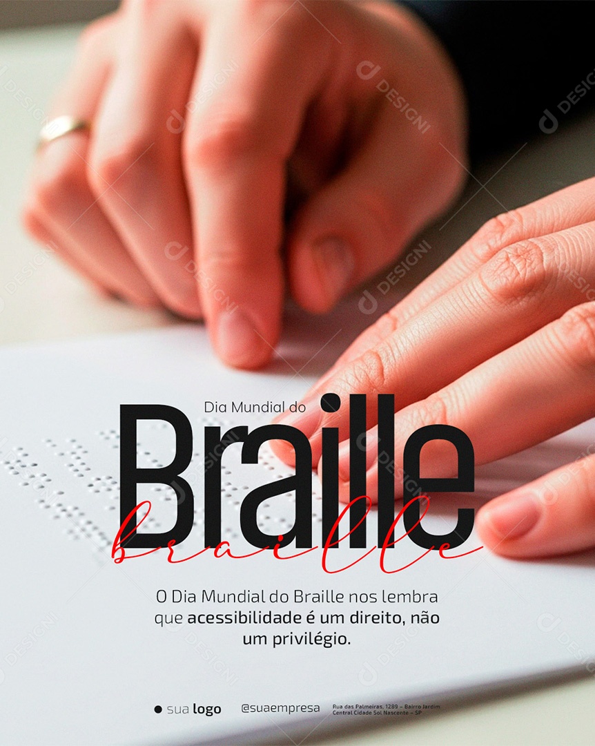 Dia Mundial do Braille 04 de Janeiro Social Media PSD Editável