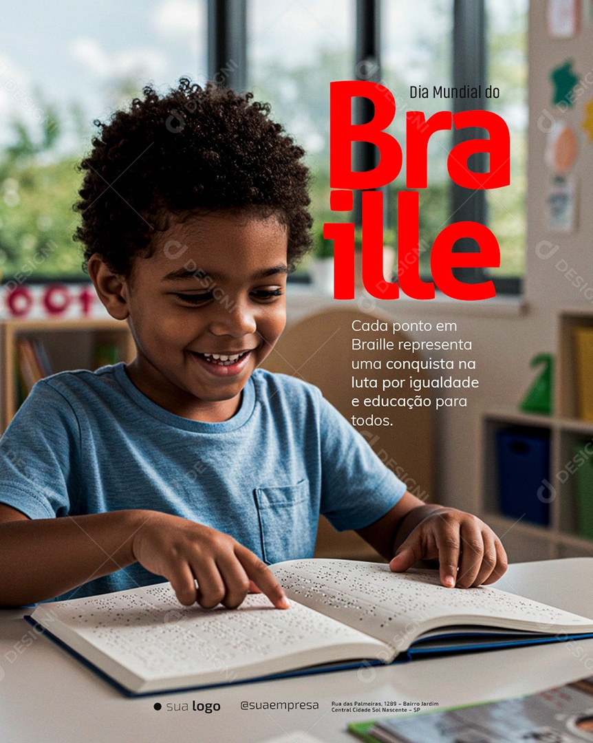 Dia Mundial do Braille 04 de Janeiro Social Media PSD Editável