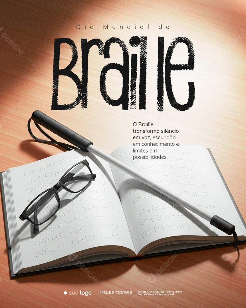 Dia Mundial do Braille 04 de Janeiro Social Media PSD Editável