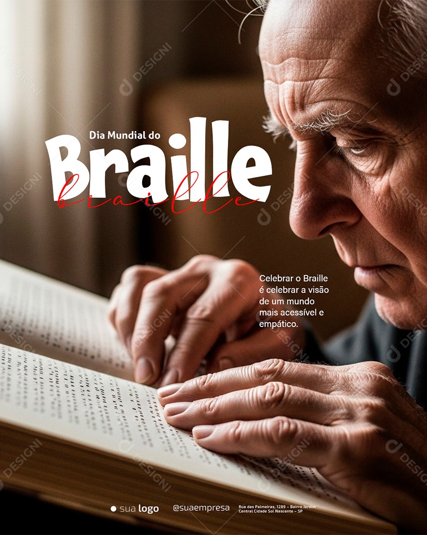 Dia Mundial do Braille 04 de Janeiro Social Media PSD Editável