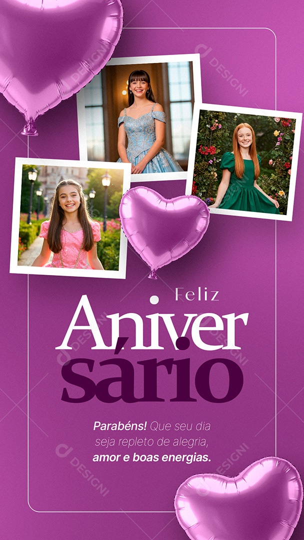 Story Feliz Aniversário Parabéns Social Media PSD Editável