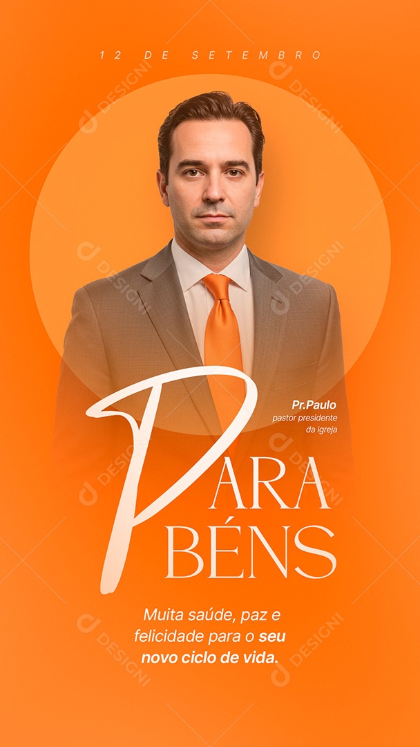 Story Feliz Aniversário Pr Paulo Parabéns Social Media PSD Editável