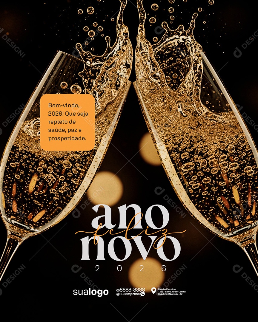 Feliz Ano Novo 01 de Janeiro Social Media PSD Editável