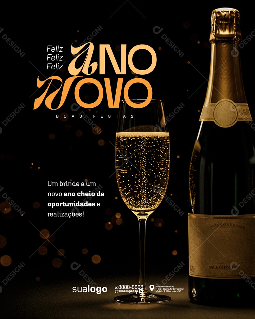 Feliz Ano Novo 01 de Janeiro Social Media PSD Editável