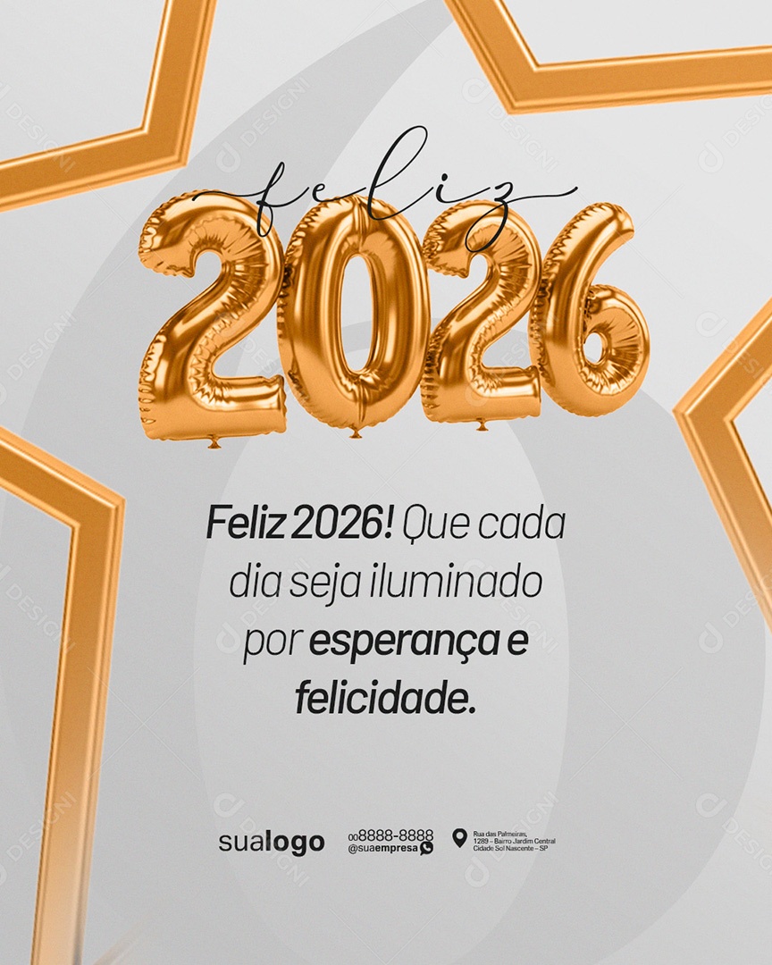 Feliz 2026 Ano Novo 01 de Janeiro Social Media PSD Editável