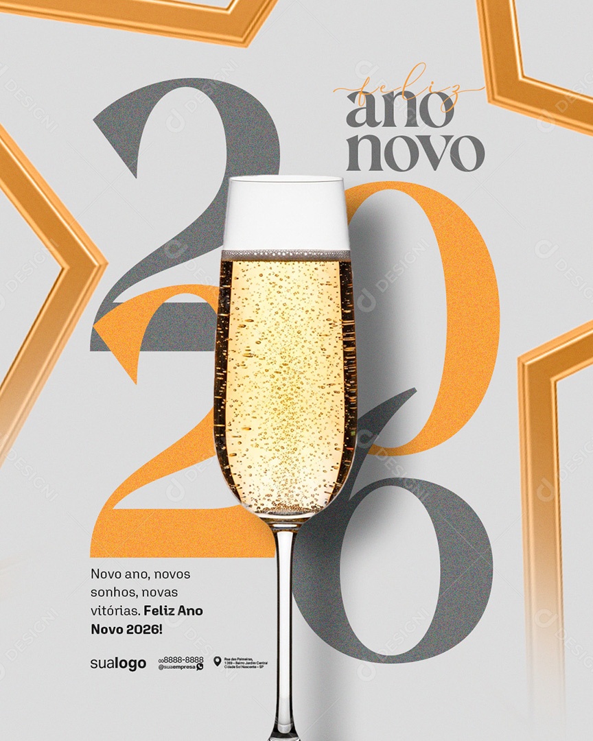 Feliz Ano Novo 01 de Janeiro Novo Ano Novos Sonhos Social Media PSD Editável