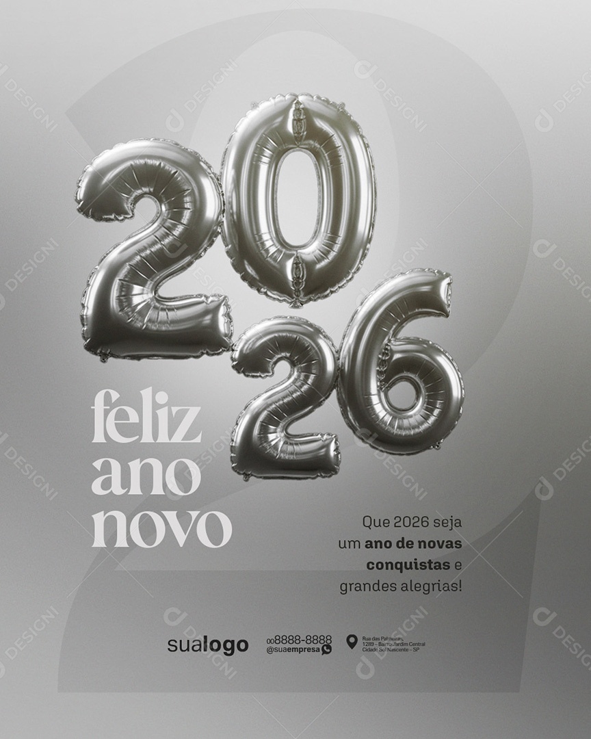 Feliz Ano Novo 01 de Janeiro 2026 Social Media PSD Editável