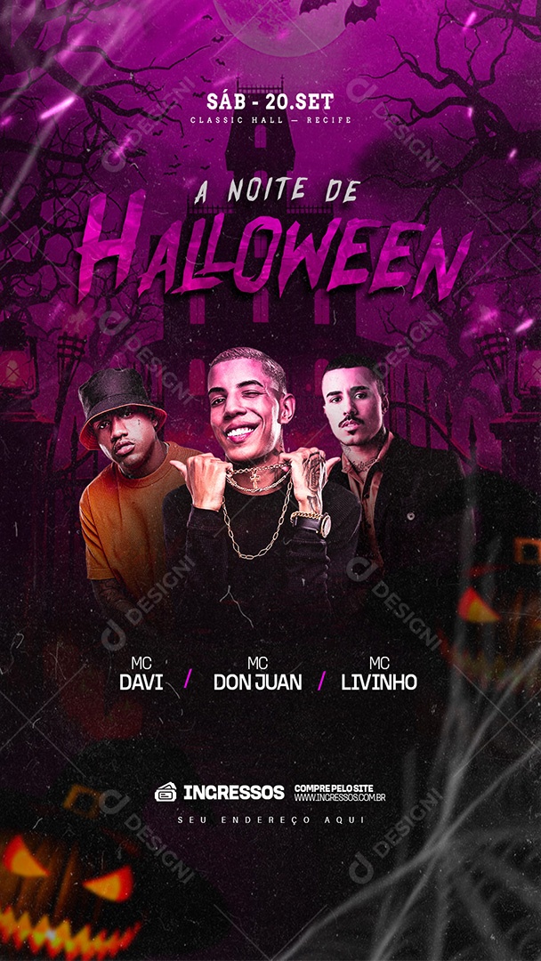 Story Flyer Próximos Shows a Noite de Halloween Social Media PSD Editável