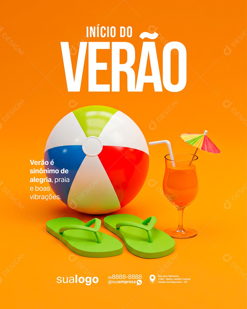 Início do Verão Sinônimo de Alegria Social Media PSD Editável