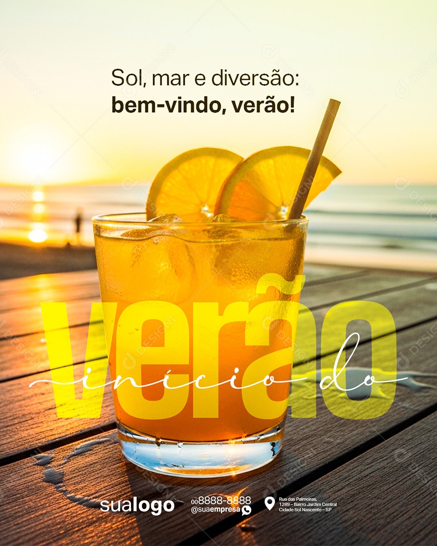 Início do Verão Sol Mar e Diversão Social Media PSD Editável